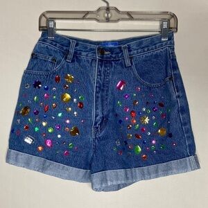 Bedazzled Jeweled Gem Embellished Jean Short Size 9/10